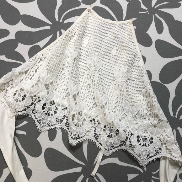 Express crochet lace open back halter, off white - Picture 4 of 6